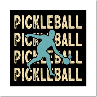 Pickleball five time with a player hitting the ball Posters and Art